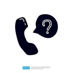 Poster - The image features a stylized telephone handset next to a speech bubble with a question mark, symbolizing communication and inquiries.