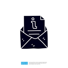 Poster - The image depicts an envelope containing a document with an information icon, symbolizing communication or the delivery of important information.
