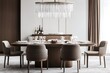 © SHIZU - 高級感のあるインテリアのダイニングセットとシャンデリア | Elegant Dining Set with Luxurious Chandelier