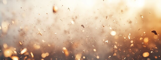 Wall Mural - A magical combination of glowing bokeh confetti light and glitter texture overlay to enhance your design. Sparkling gold dust in PNG format. Perfect holiday powder dust for cards, invitations, and