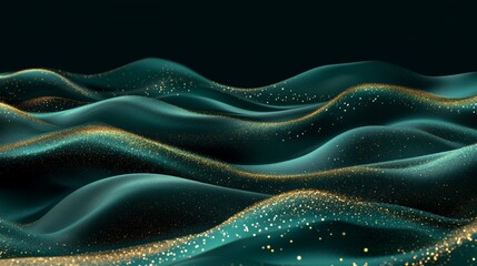 Wall Mural - Soft gold bokeh lights or flashes on a green backdrop