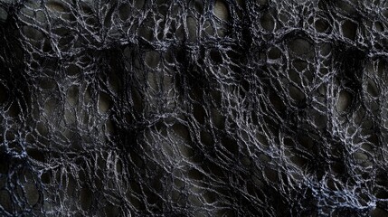 Close-Up of Intricate Black Mesh Lace Fabric with Fine Embroidery Details