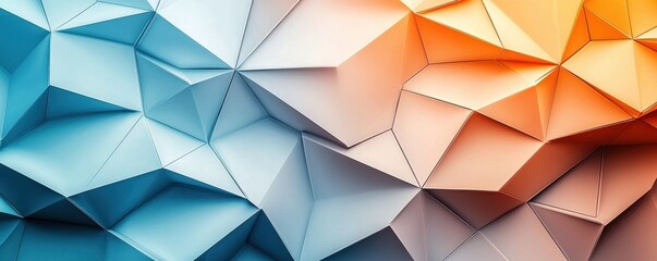 Poster - Abstract geometric background with vibrant orange and blue panels