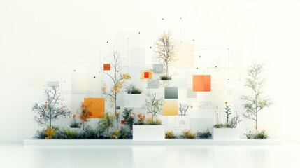 Poster - Dynamic marker strokes shaping wireframe flows urban nature display digital art installation minimalist environment abstract viewpoint creative concept for modern living