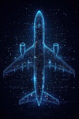 Fototapete - Futuristic digital airplane with glowing circuitry design