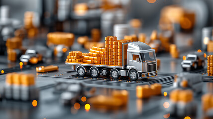 Aufkleber - detailed 3D image of truck loading products in warehouse setting