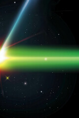 Wall Mural - vibrant cosmic light burst with colorful rays against dark space background