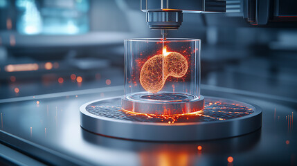 Fototapete - high resolution 3D bioprinter creating detailed biological structure