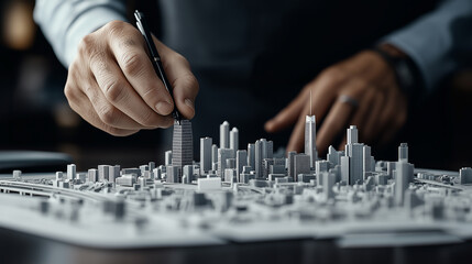 Aufkleber - detailed urban planning model being designed with precision