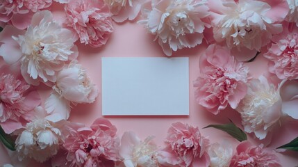 Sticker - Pink flowers and white card