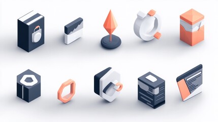 Poster - Isometric Icons Representing Diverse Digital Concepts
