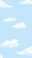 Poster - Tranquil and serene blue sky with delicate wispy white clouds gently drifting across the scene  This calming atmospheric nature background is perfect for use as a digital wallpaper website background