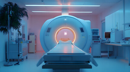 Poster - mri or ct scan medical diagnosis machine at hospital lab