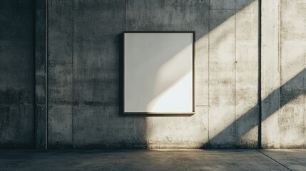 Poster - Minimalist scene of a poster framed on a rough concrete wall, offering a clean, urban aesthetic perfect for modern designs.