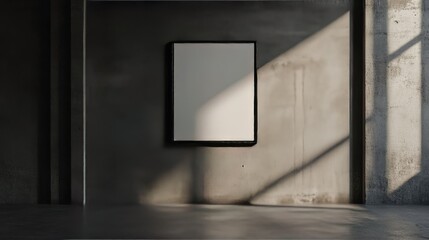 Poster - Minimalist scene of a poster framed on a rough concrete wall, offering a clean, urban aesthetic perfect for modern designs.