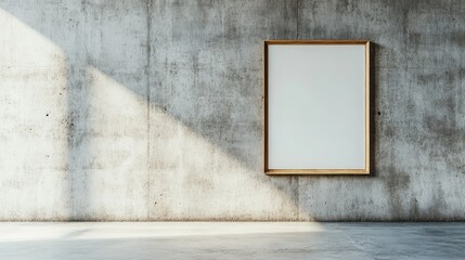 Poster - Minimalist scene of a poster framed on a rough concrete wall, offering a clean, urban aesthetic perfect for modern designs.