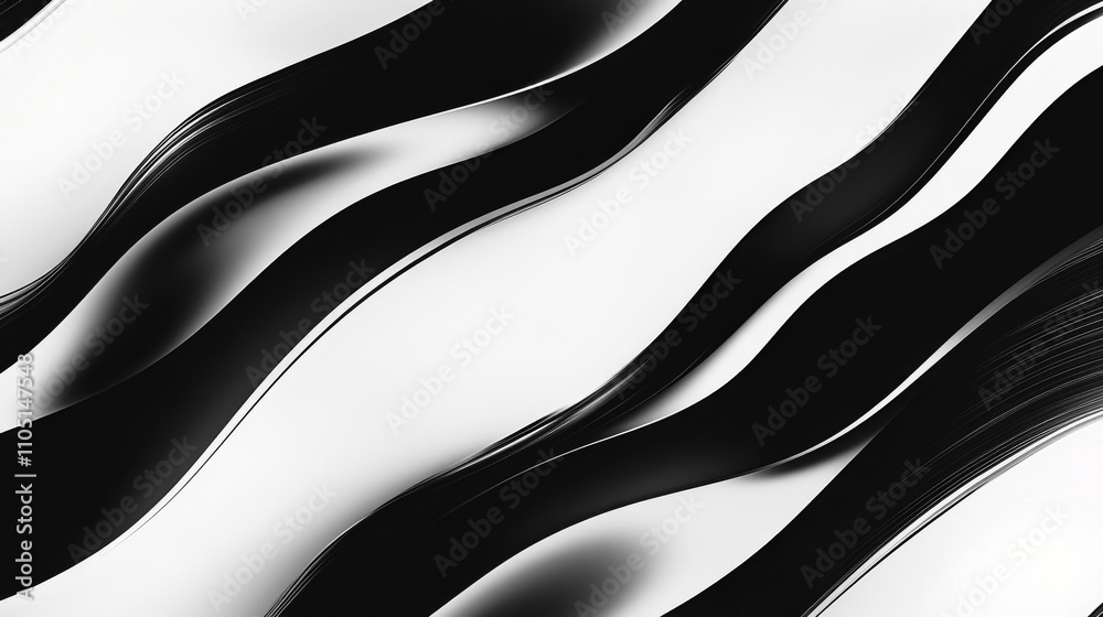 Diagonal Movement Pattern 76.Seamless black and white diagonal pattern featuring fluid, wavy ...