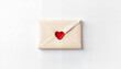 © Elvira - Sealed envelope with red heart wax stamp on white background
