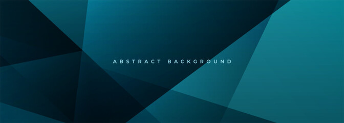 Blue modern abstract wide banner with geometric shapes. Dark blue abstract background. Vector illustration