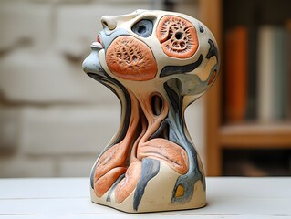Poster - Unique and captivating abstract ceramic sculpture featuring organic forms vibrant colors and a textured handmade aesthetic