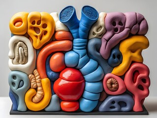 Poster - Vibrant and Captivating Abstract Sculptural Artwork Featuring a Unique Blend of Organic and Geometric Shapes Textures and Colors  This Visually Striking Composition Evokes a Sense of Creativity
