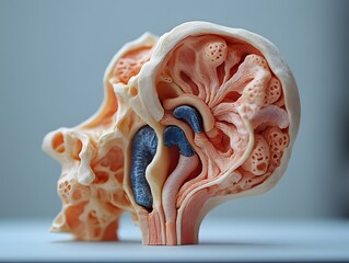 Poster - Detailed 3D showcasing the intricate structure and anatomy of the human brain  This close up cross section model highlights the complex nervous system including the gray and white matter neurons