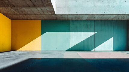 Wall Mural - Abstract Modern Architecture Featuring Colorful Walls and Shadows