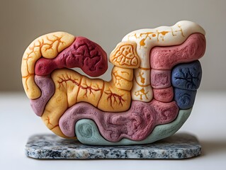 Poster - Colorful and detailed 3D anatomical model of the human brain on display showcasing the intricate structure and complexity of the central nervous system