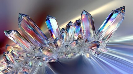 Poster - Iridescent Crystal Cluster Formation Displaying Vivid Hues