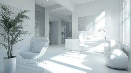 Poster - White open space office corner with mock up wall