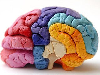 Poster - Vibrant 3D of a human brain anatomy model showcasing the various regions and functions associated with cognition intelligence problem solving and mental processes