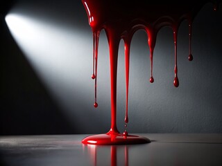 Sticker - Eerie Minimalist Photography of Blood Dripping in High Contrast, Capturing the Haunting Beauty of Darkness and Light in a Strikingly Simple Composition