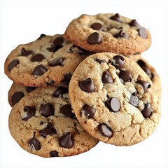 Wall Mural - chocolate chip cookies isolated on white background