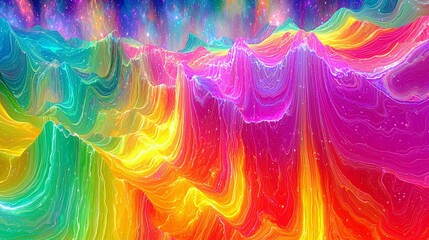 Poster - Vibrant Colorful Abstract Landscape with Bright Striking Patterns