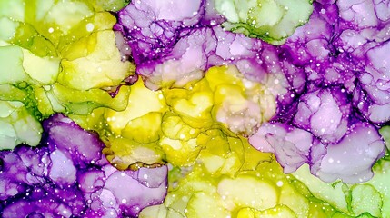 Poster - Vibrant Abstract Background with Yellow, Purple, and Green Swirls