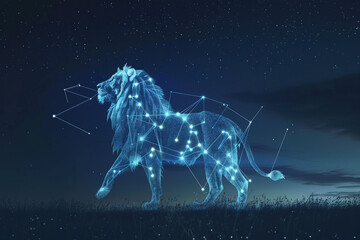 Wall Mural - astrological composition with concept of leo zodiac sign symbol