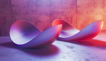 Wall Mural - abstract background with a gradient color and simple shapes in shades of purple, blue, pink, and red