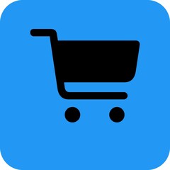 Black color filled shopping cart icon.