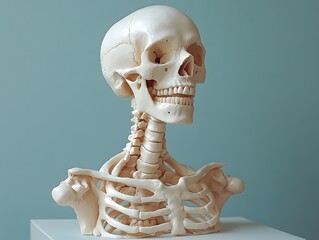 Poster - Detailed anatomical skeleton model used for medical science healthcare education biology classes and anatomy study  This skeletal structure is a valuable educational tool for learning research