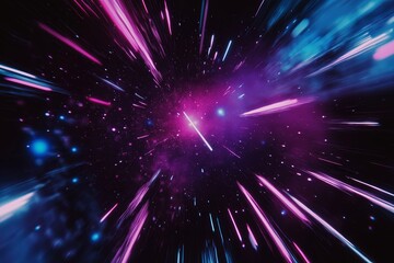Poster - A vibrant meteor shower streaking across a deep indigo night sky
