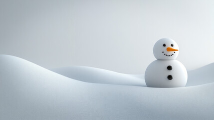 Sticker - Wallpaper Displaying A Single Cute Snowman, With A Carrot Nose And Button Eyes, On A Smooth White Background, Emphasizing A Simple Yet Charming Winter Theme