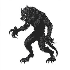 Sticker - Werewolf Silhouette, Illustration Isolated On White Background