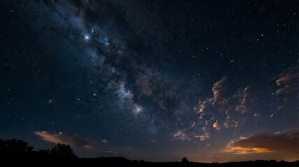 Sticker - Night sky space with clouds and stars