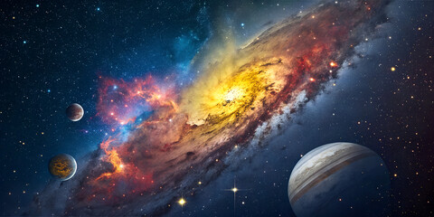 Wall Mural - Celestial Symphony, The Enchanting Beauty of Colorful Nebulae and planets in Deep Space In the vast expanse of the universe lies one of nature’s most breathtaking phenomena