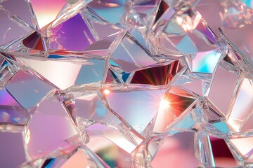 Poster - A shattered glass effect with multicolored reflections creating intricate and dazzling patterns