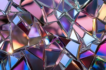 Poster - A shattered glass effect with multicolored reflections creating intricate and dazzling patterns