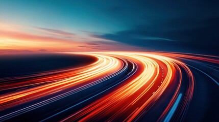 Poster - Highway Light Trails Representing Speed and Technology