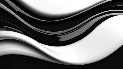 Poster - Abstract design black, white wavy forms. Dynamic movement. Modern abstract background. Stylish graphic design. Creative background. Technology background. Fluid forms. Elegant look. Unique visual.