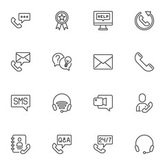 Fototapete - Support assistance line icons set