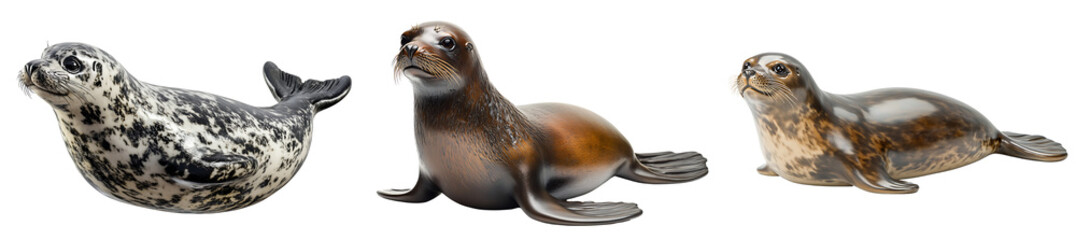 Wall Mural - set of a seal, isolated on a transparent background.
